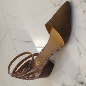 NWT Crown Vintage Green Suede and Snake Heel Sandal Mule